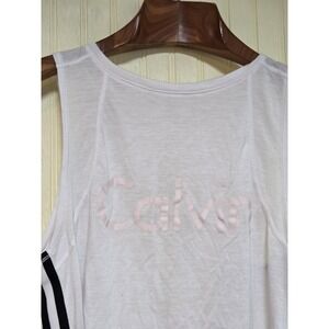 Calvin Klein Performance Tank Top Womens Small White Open Back Side Stripe Logo‎